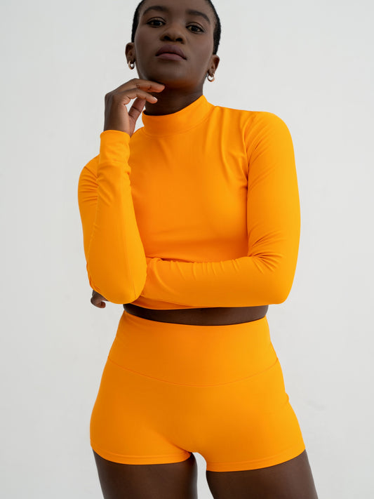 Long Sleeve Crop Top Orange