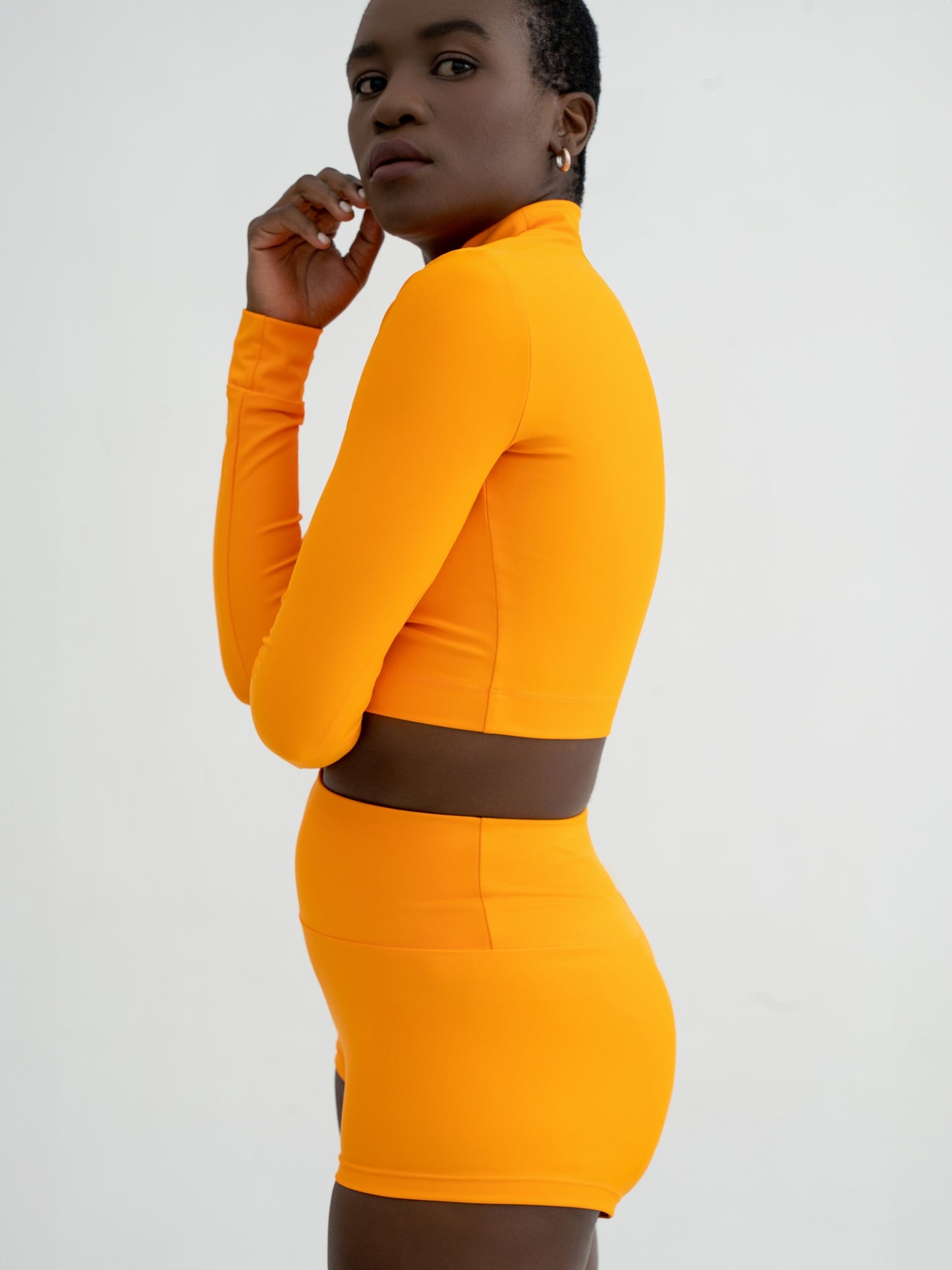 Long Sleeve Crop Top Orange