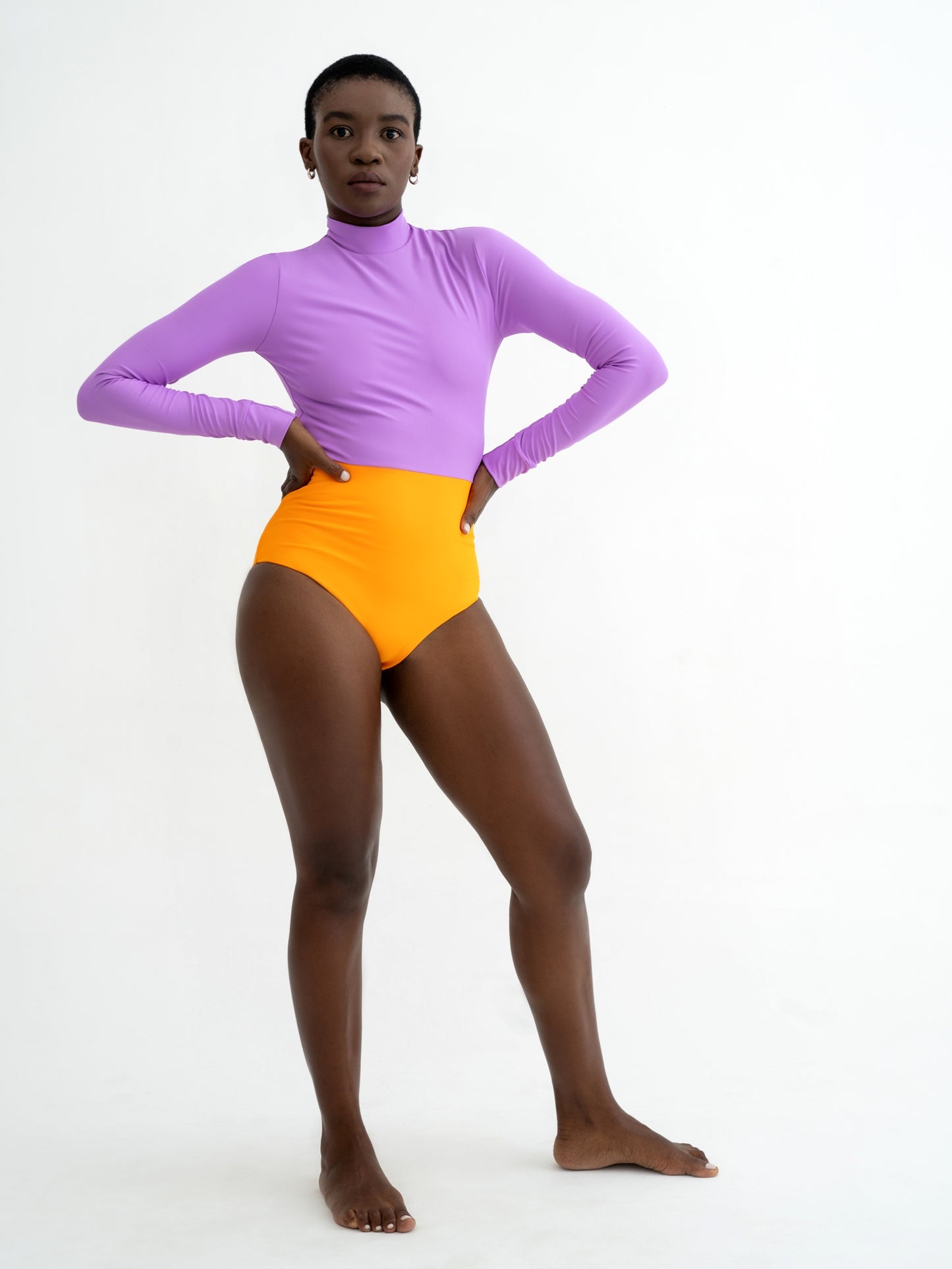 Full Body Swimsuit Orange-Lavender