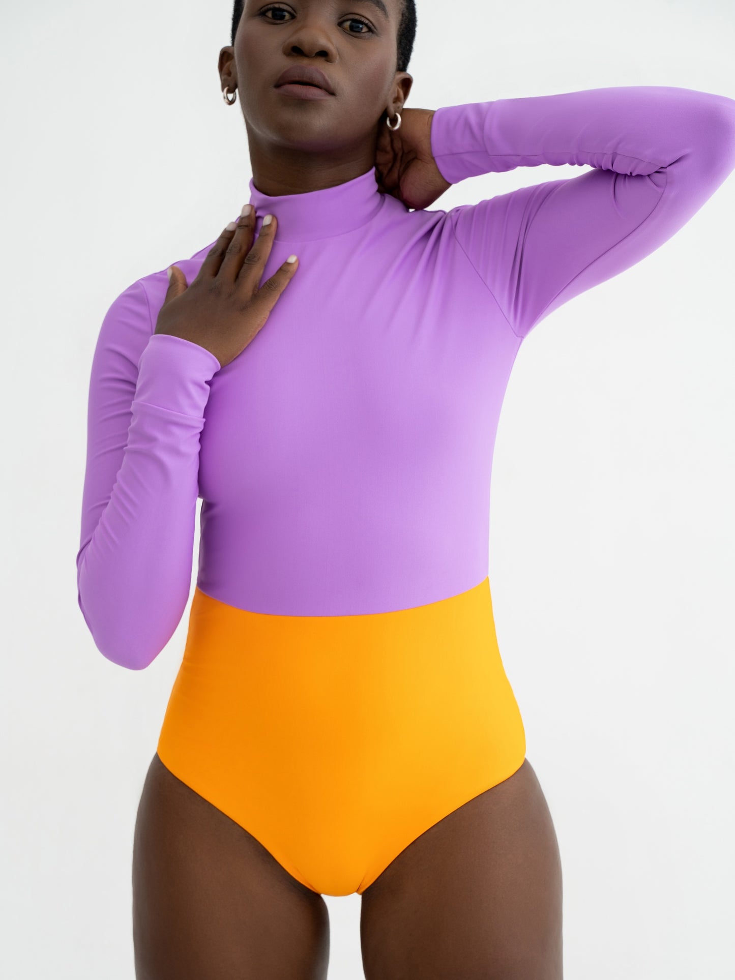 Full Body Swimsuit Orange-Lavender